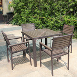 户外休闲桌椅茶几组合 实木阳台桌椅室外铝木咖啡厅塑木桌椅套件