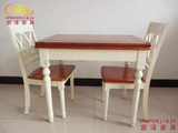 欧式小户型餐桌白色实木可伸缩折叠餐桌椅组合地中海饭桌餐椅家具