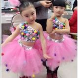 新款六一女童演出服装儿童舞蹈舞台表演公主裙蓬蓬裙现代舞爵士舞