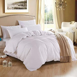 白色纯棉全棉四件套床单式床笠式纯色被套1.8m床简约床上宜家套件