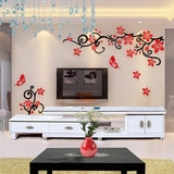 水晶樱花藤蔓 3D立体亚克力墙贴创意客厅沙发餐厅电视背景墙装饰