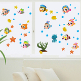 卡通小鱼儿童宝宝浴室卧室儿童房装饰墙贴可移除幼儿园墙纸贴画