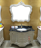 欧式浴室柜 中式落地橡木实木洗手台洗脸盆组合 实木仿古卫浴柜