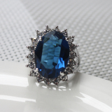 日韩国饰品英国王妃订婚戒指装饰欧美女复古食指仿蓝宝石戒指指环
