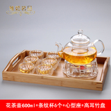 包邮耐热玻璃茶具普洱茶水果茶壶凉水壶过滤红茶600花茶壶条纹杯