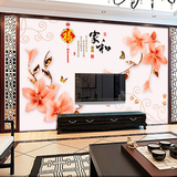 中式大型壁画客厅电视背景墙纸无纺布墙纸家和富贵3D立体花卉浮雕