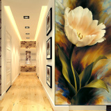 欧式玄关墙纸壁画3d厨房走廊装饰油画花卉过道竖版壁纸简约现代画