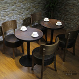 实木咖啡厅桌椅 复古西餐厅酒吧甜品店圆桌新款奶茶店餐桌椅组合