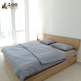 特价现代实木高箱储物床 橡木1.8米日式单双人床北欧简约风格定制
