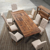 铁艺整装餐桌椅实木长方形办公桌电脑桌 美式咖啡桌工作台包邮