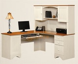 美式简约转角台式电脑桌 书桌书柜书架组合 现代实木家具全套定制