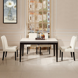 简约现代长方形实木钢化玻璃餐台餐桌椅组合6人家用品牌创意包邮