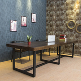 美式实木复古办公桌椅简约现代写字台长方形会议桌电脑桌长条桌椅