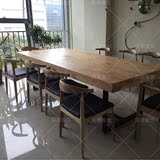 美式实木电脑桌办公桌铁艺餐桌复古长条洽谈会议桌简约书桌写字台