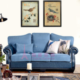 美式乡村复古客厅小户型整装布艺沙发组合单人三人PU现代皮布沙发