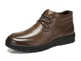 骆驼牌男士真皮靴子商务休闲鞋男鞋保暖短靴 加绒牛皮鞋 H3221303