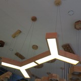 餐厅创意LED办公室实木吊灯北欧三角异形吊灯工业吧台灯客厅灯具