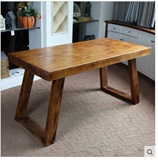 美式复古实木餐桌长桌子 原木做旧书桌电脑桌 工业风会议桌办公桌