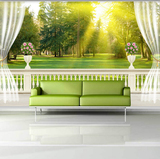 无缝风景3D电视背景防水墙壁纸客厅沙发田园壁画欧式阳台森林定制