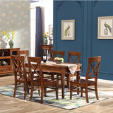 美式简约实木餐桌椅组合中小户型长方形餐桌4人6人八角饭桌子家具