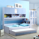 简约儿童衣柜床 储物双层床 多功能组合床带母子拖床1.5米子母床