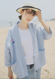 韩版学院风大码女装日系和服系带宽松防晒衣纯色开衫短外套女夏潮