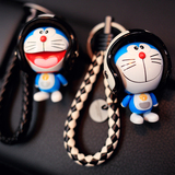 卡通机器猫可爱情侣汽车钥匙扣挂件男女手工编织钥匙链圈高档礼物