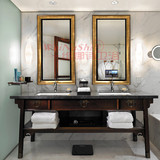 中式浴室柜组合橡木落地柜卫生间洗脸洗手盆柜欧式实木卫浴柜整体