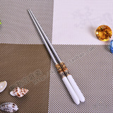 高档欧式餐具骨瓷陶瓷不锈钢环保筷子10双套装礼盒装