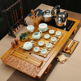 整套茶具套装龙泉青瓷功夫茶具四合一电磁炉特价实木茶盘茶海包邮