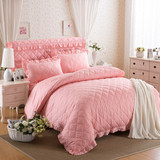 纯色纯棉夹棉床罩床裙四件套 全棉加棉加厚床套床盖床头罩被套1.8