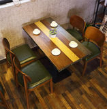 复古做旧简约美式实木 西餐厅咖啡馆桌椅组合奶茶甜品店组装接待