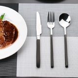 汉唐 小黑柄304不锈钢咖啡勺牛排刀正西餐餐刀叉勺电镀黑金餐具