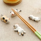 zakka日式杂货陶瓷猫咪筷子架创意摆件手绘小猫筷枕托卡通筷架
