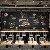 定制甜品饮料黑板壁纸美食餐厅大型壁画休闲咖啡奶茶蛋糕店墙纸