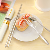 不锈钢餐具叉勺筷套装餐具三件套便携旅行餐具套装折叠筷子叉勺子