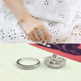 韩国韩版欧美加冕女王公主气质皇冠水钻2件套组合戒指指环配饰女