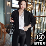 2106韩版秋季新款宽松茧型黑色西装女中长款大码休闲女士西服外套