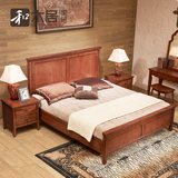 美式乡村实木床1.8米简约白橡木双人床大床卧室家具床1.5