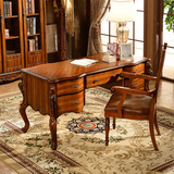 美式书桌实木办公桌欧式电脑桌家用办公台卧室写字桌书台家具现货