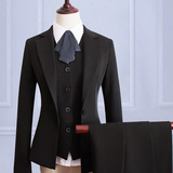 2016新款职业装女西装套装秋冬款时尚商务黑色长袖西服马甲两件套