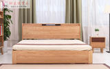 全实木高箱床 1.8米大床简约现代宜家客厅储物床 白橡木抽屉婚床