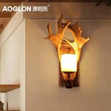 复古创意墙灯美式灯具装饰鹿头过道灯客厅卧室床头个性鹿角壁灯