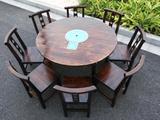 复古碳化桌椅组合小吃快餐酒楼木桶饭店火锅食堂餐饮桌椅做旧桌椅