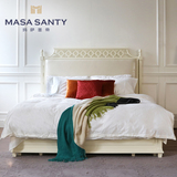 小美式白色真皮实木软包双人床箱式设计师样板房简约现代卧室家具