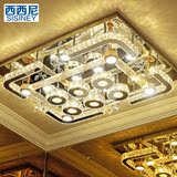 奢华气泡水晶灯长方形LED客厅灯吸顶灯镜面不锈钢大气气泡柱条灯