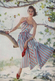 大喜自制 vintage复刻 度假绑带夏季复古彩色条纹无袖连衣裙女