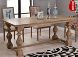 欧式美式餐桌组合实木桌子复古做旧拉丝橡木餐桌法式餐厅简长方桌