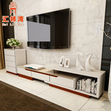 黑白简约现代茶几电视柜组合套装客厅伸缩小户型斗柜实木钢化玻璃