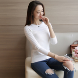 2016秋季新款韩版圆领长袖套头毛衣针织衫女修身外穿上衣打底衫女